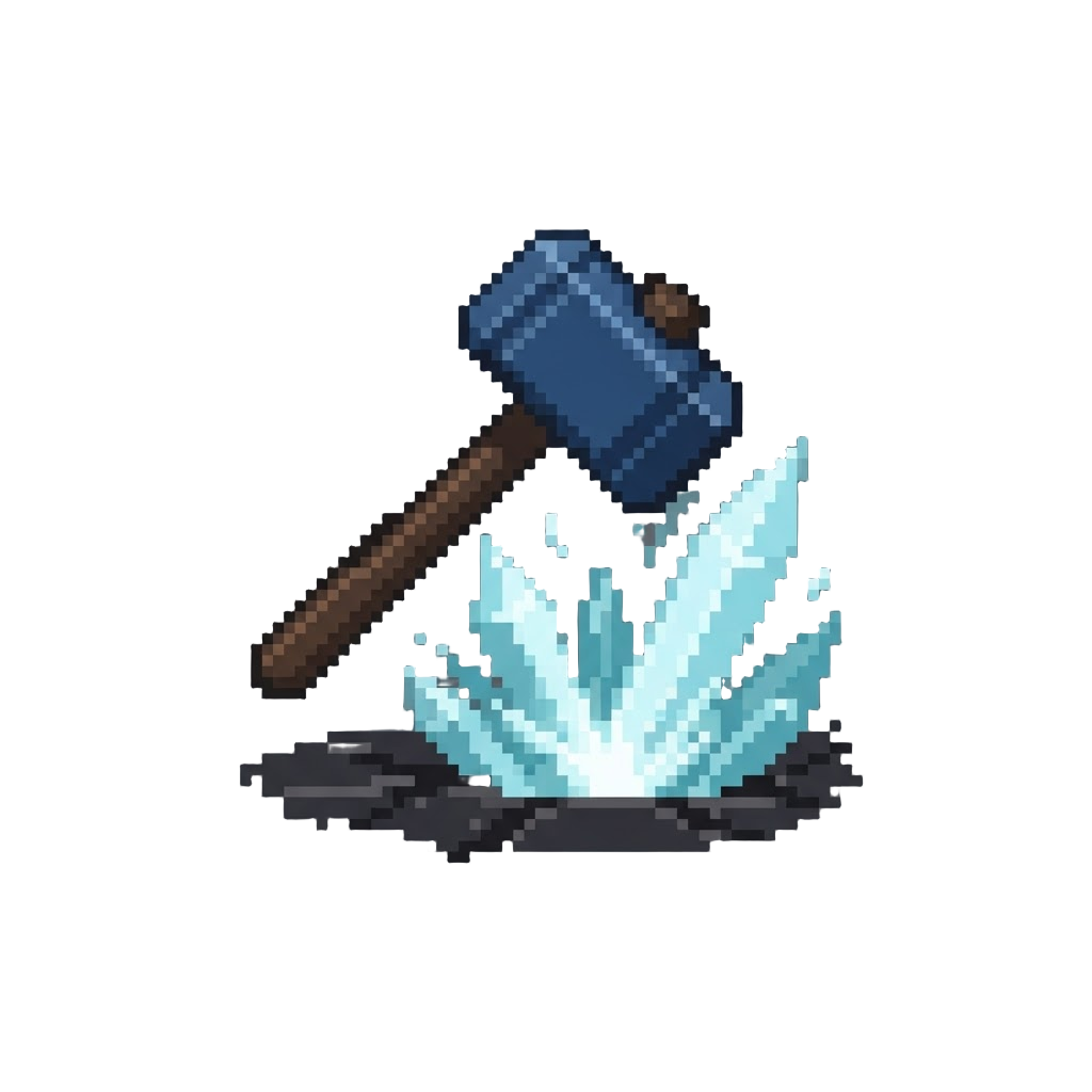 A Giant Glowing Ethereal Hammer Slam That Creates Crystalline Peaks