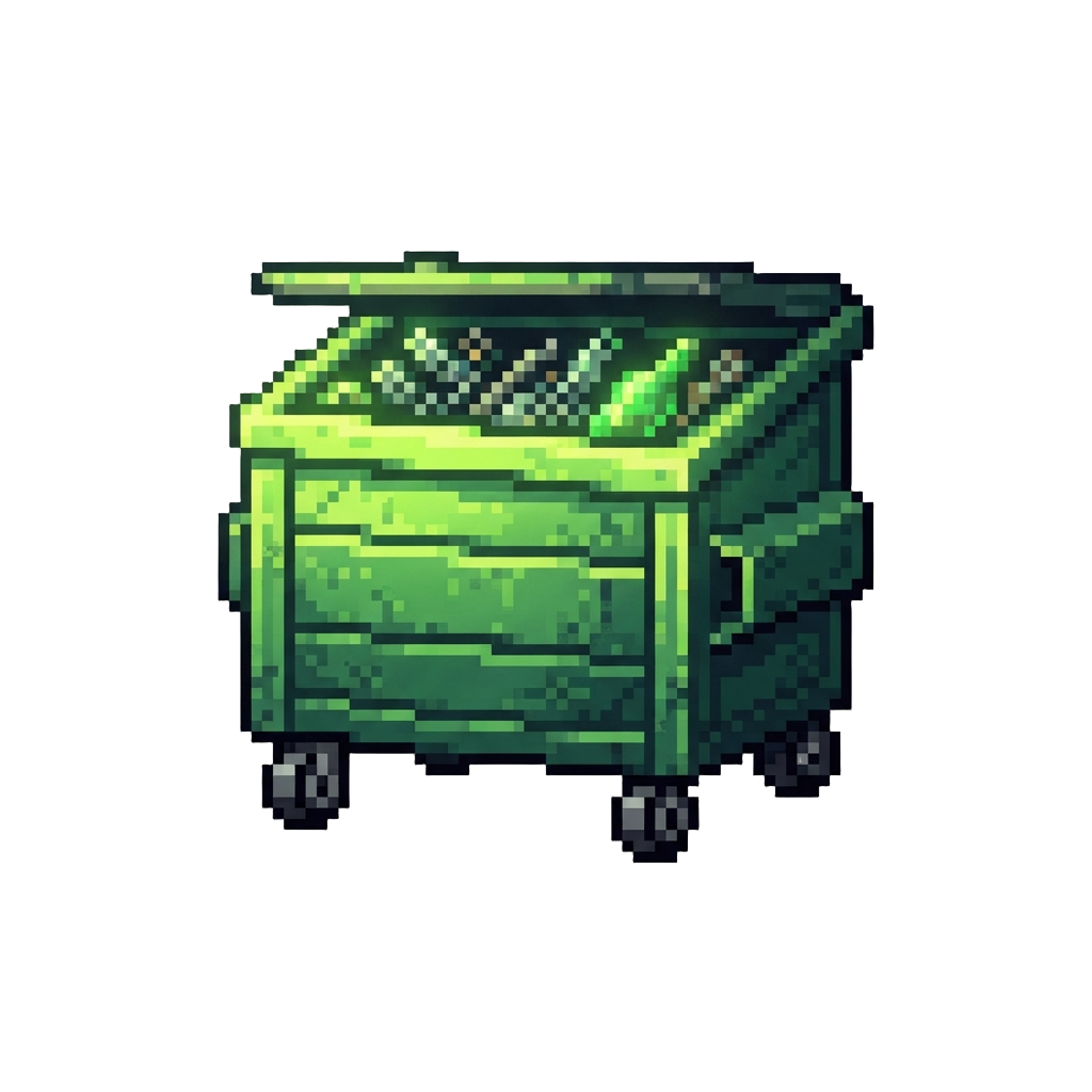 A Glowing Green Dumpster