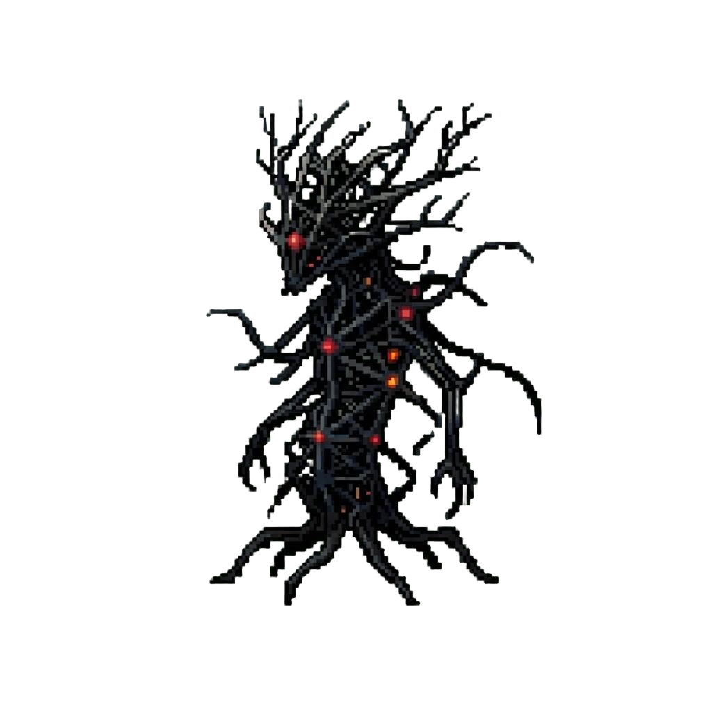 A Towering Black Wire-frame Bacteria Creature