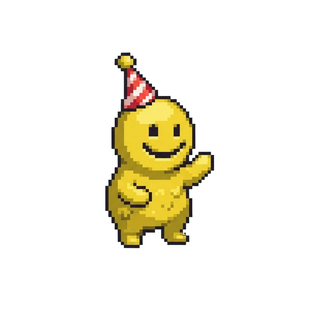 A Cheerful Yet Eerie Yellow Partygoer Figure
