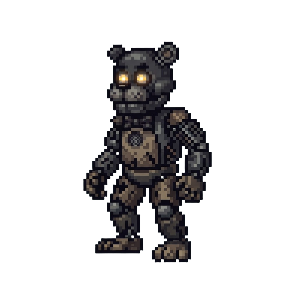 A Glowing-eyed Shadowy Animatronic Suit