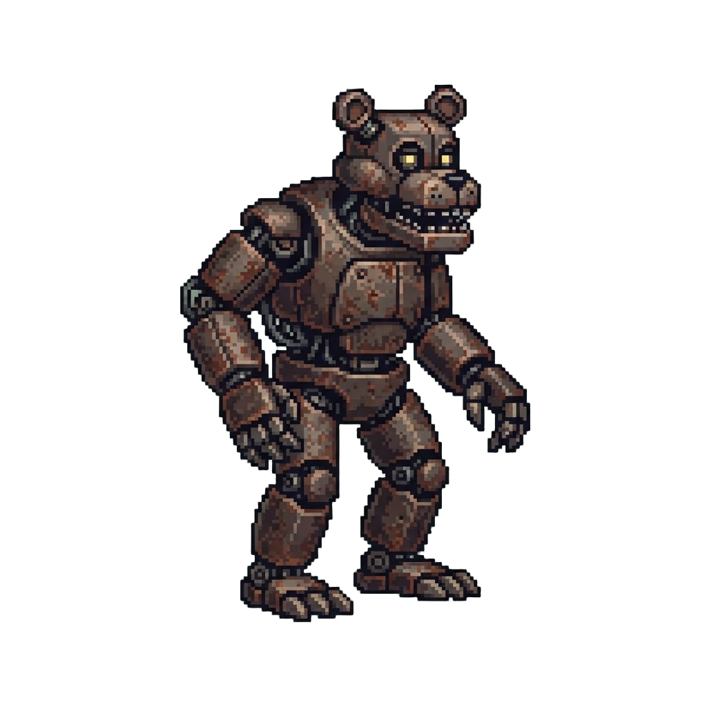 A Rusted Metal Bear Endoskeleton Suit