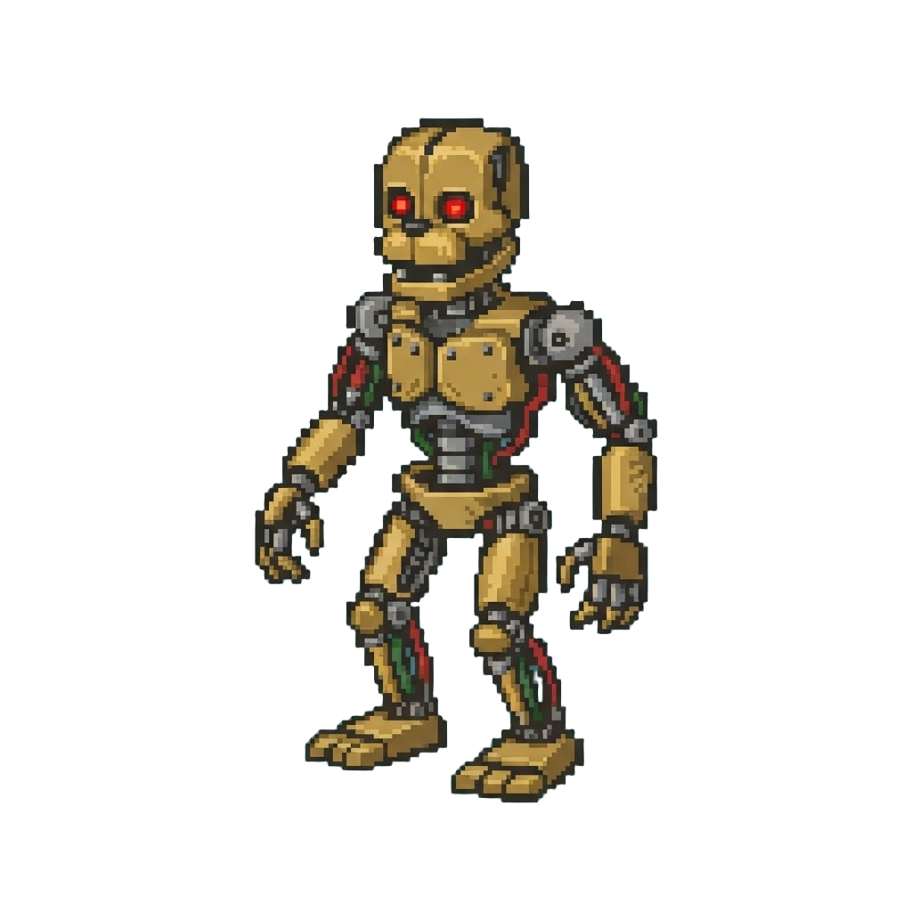 A Vintage Golden Animatronic Suit Frame
