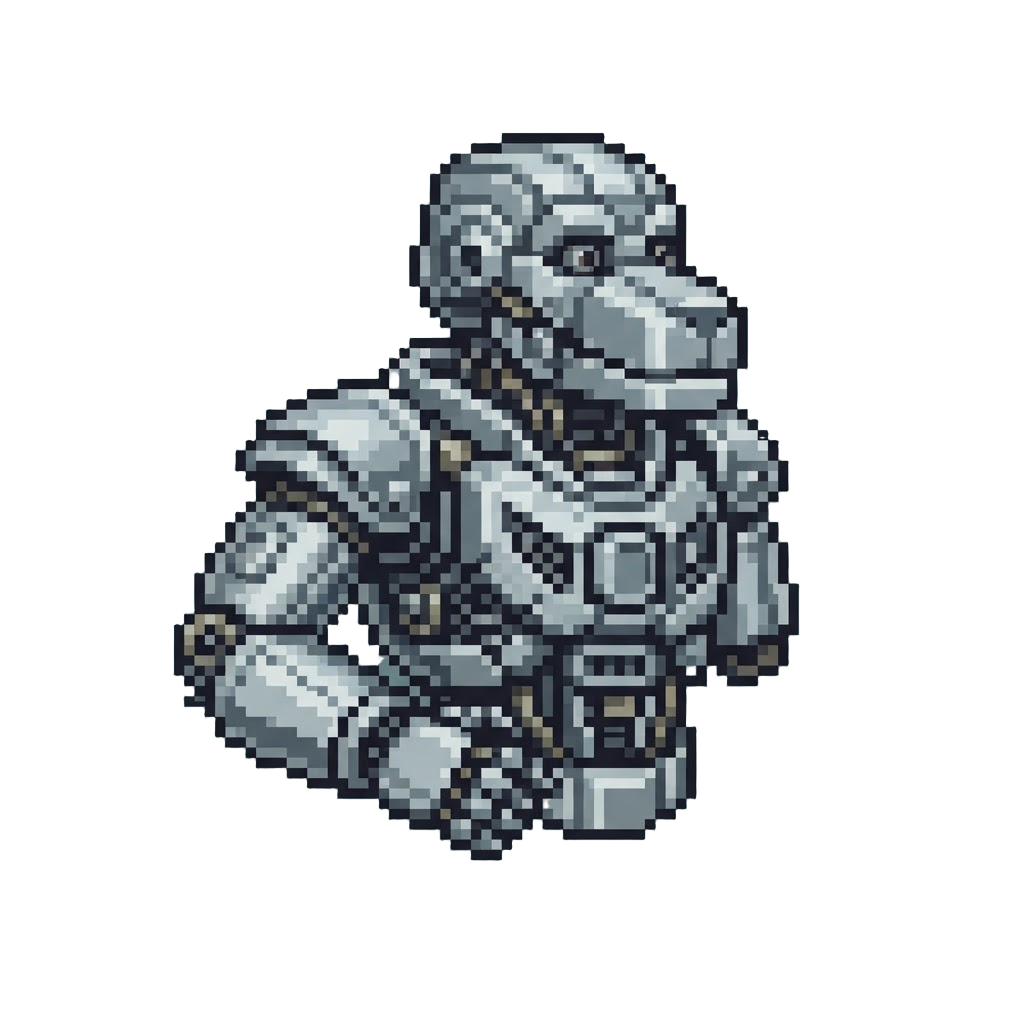 A Bulky Chrome Animatronic Shell