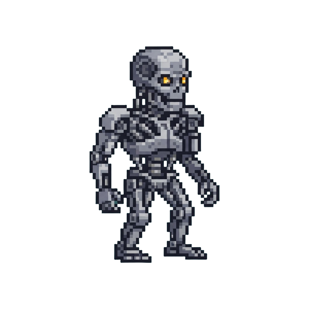 A Glowing-eyed Metallic Endoskeleton