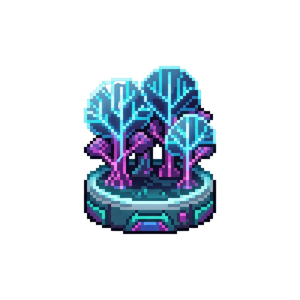 A Futuristic Holographic Neon Forest