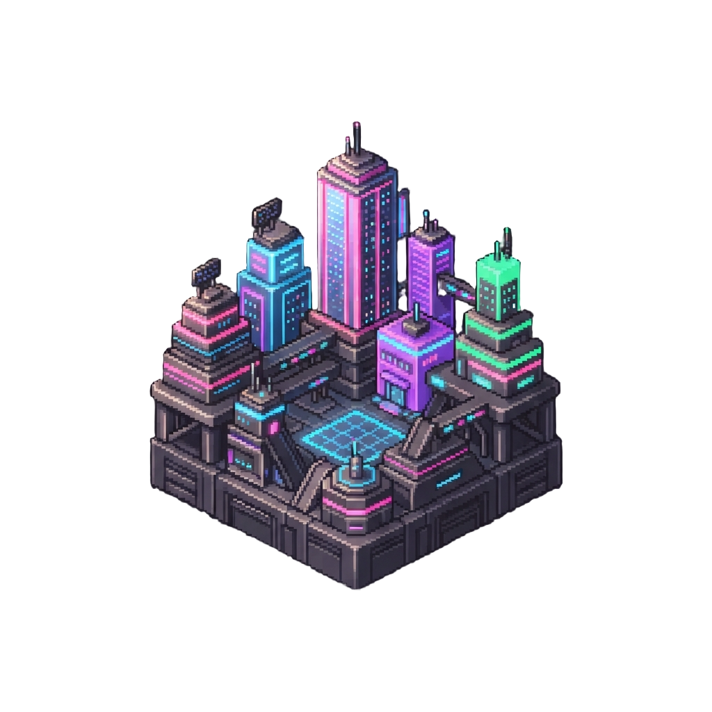 A Glowing Synthwave Neon Cyber-city