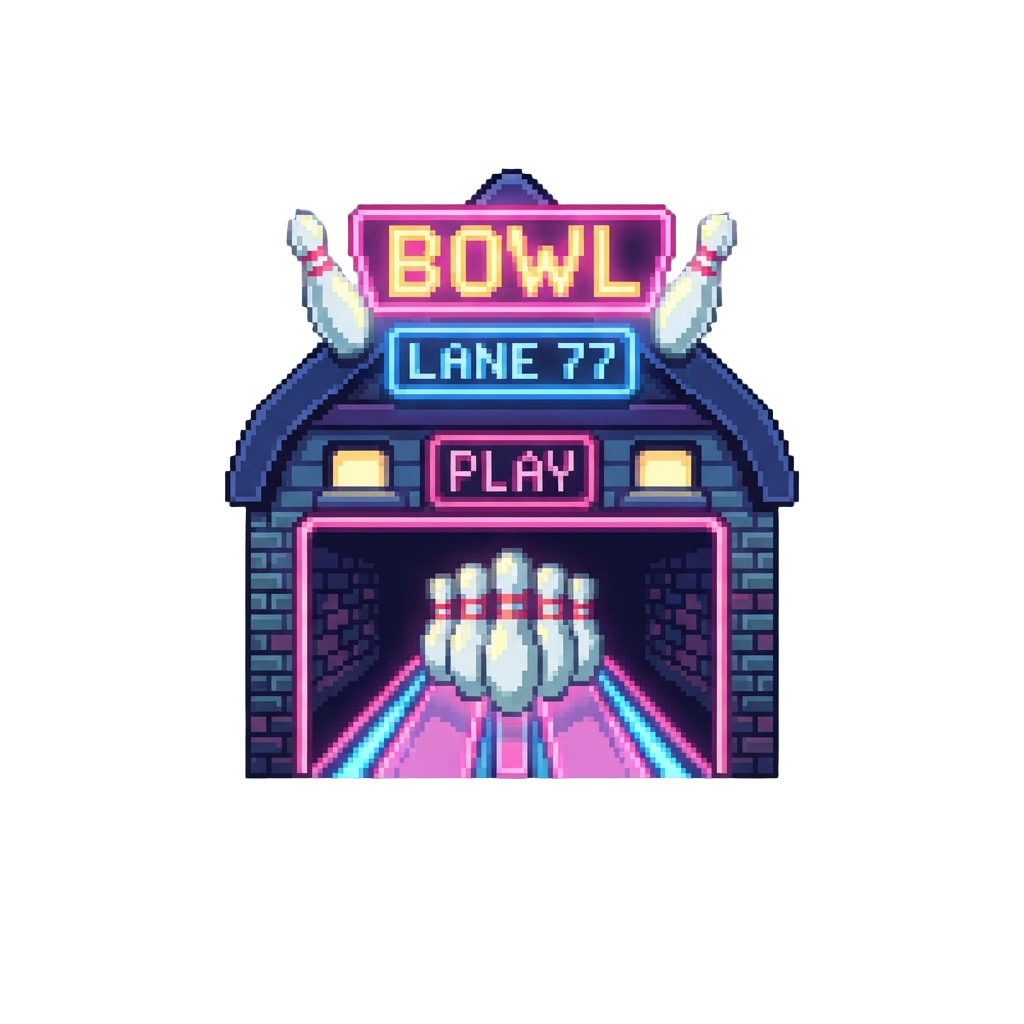 A Neon-lit Bowling Alley with Giant Floating Pins