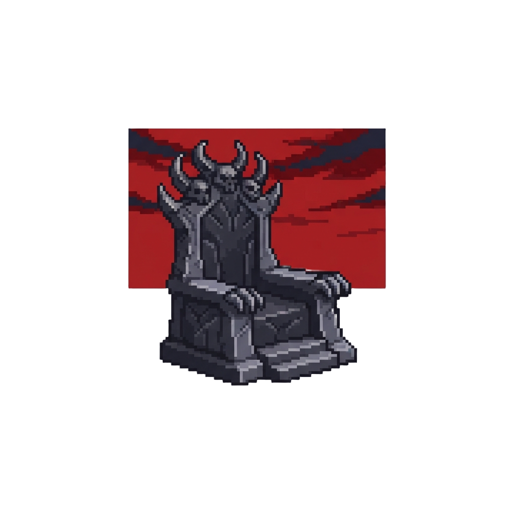 A Menacing Shadowy Throne Room Under a Blood-red Sky