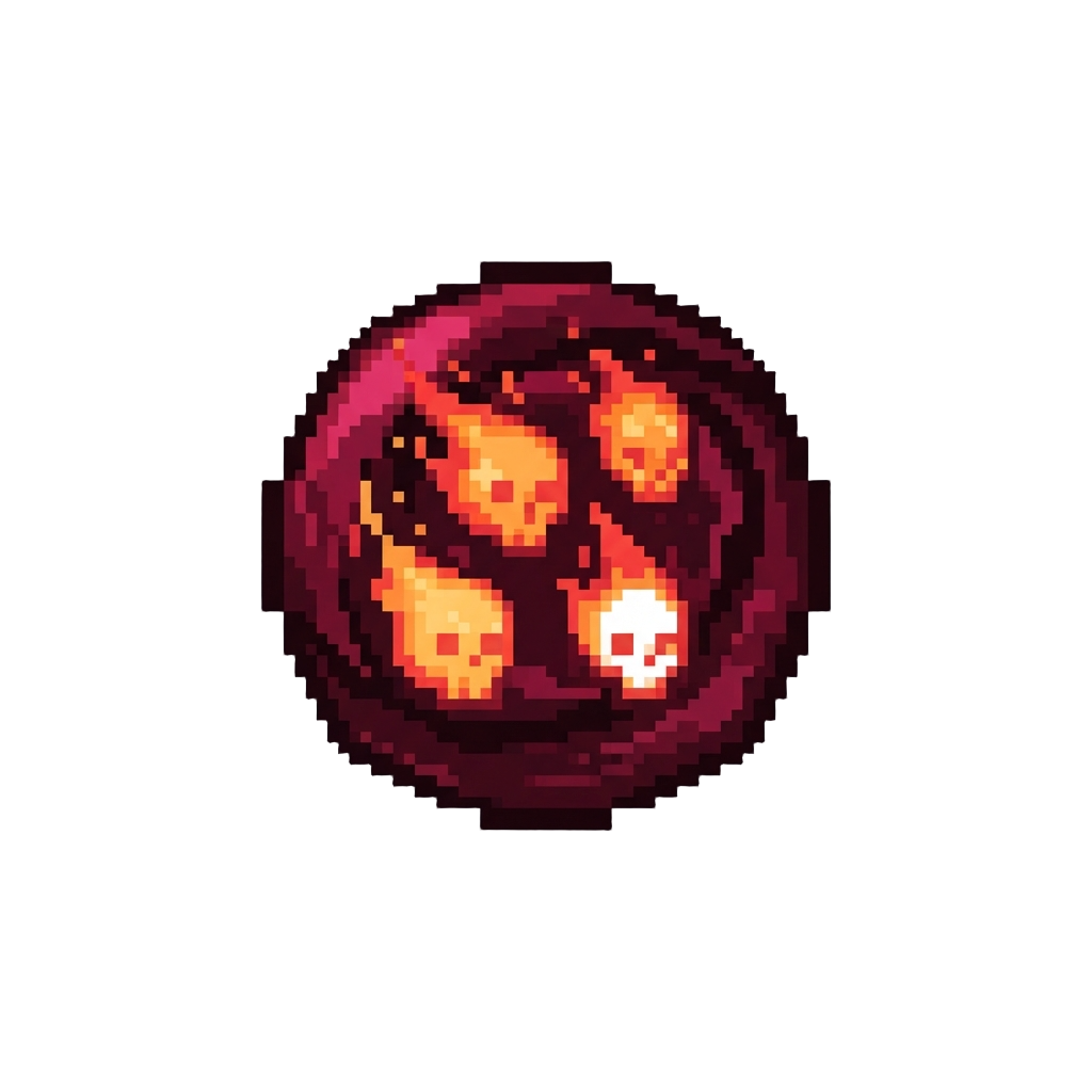 A Dark Crimson Void Featuring Floating Burning Skull Glyphs