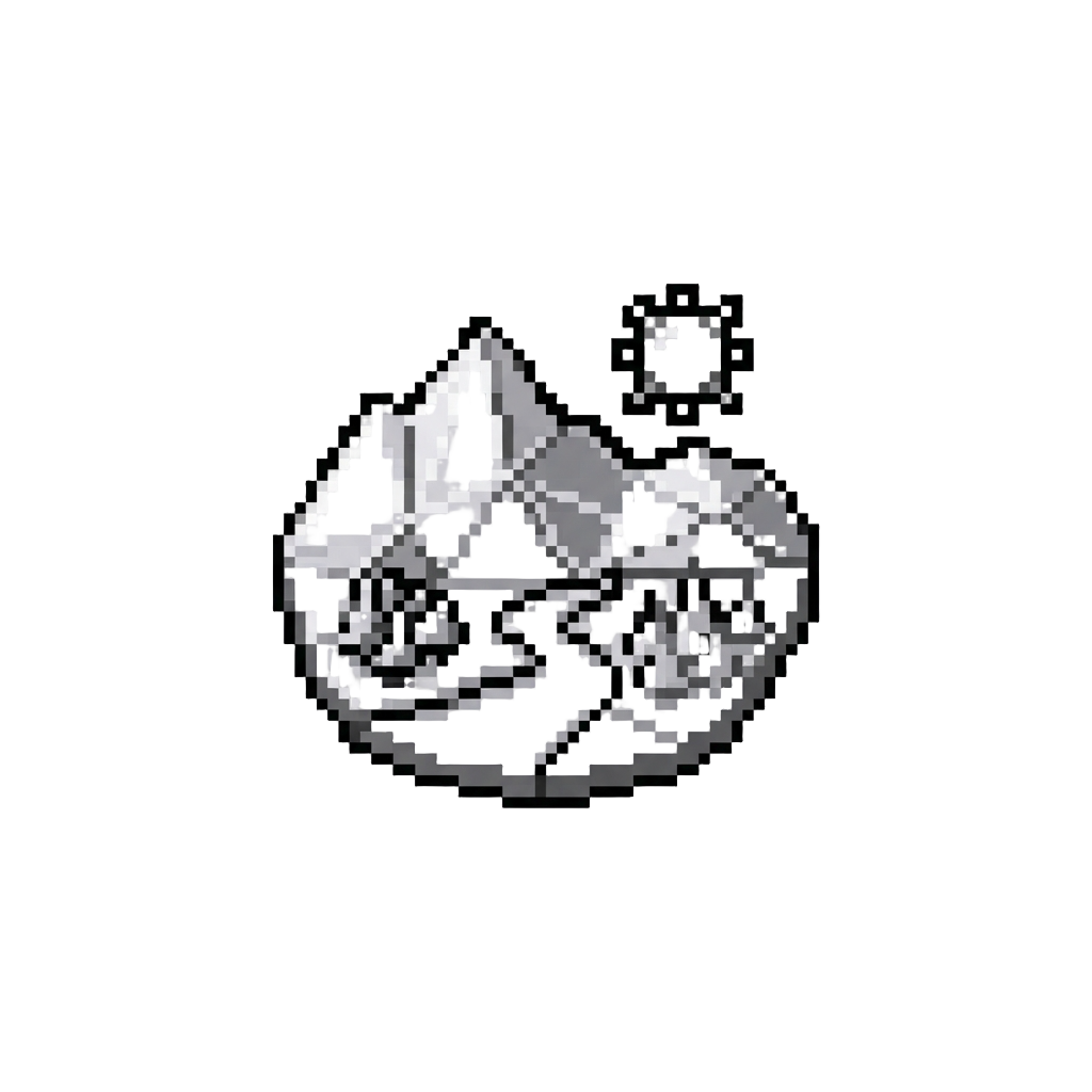 A Black-and-white Low-poly Retro Wireframe Landscape