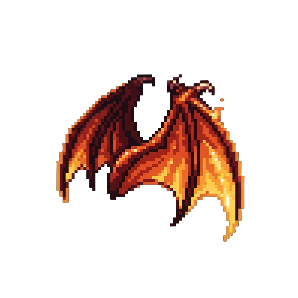 A Pair of Fiery Dragon Demon Wings