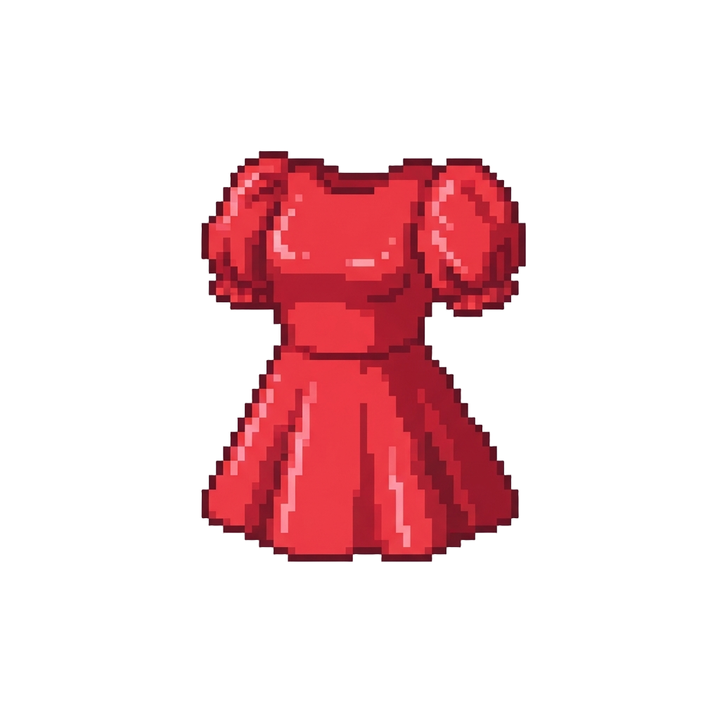 A Glossy Red Vinyl Puff-sleeve Mini Dress