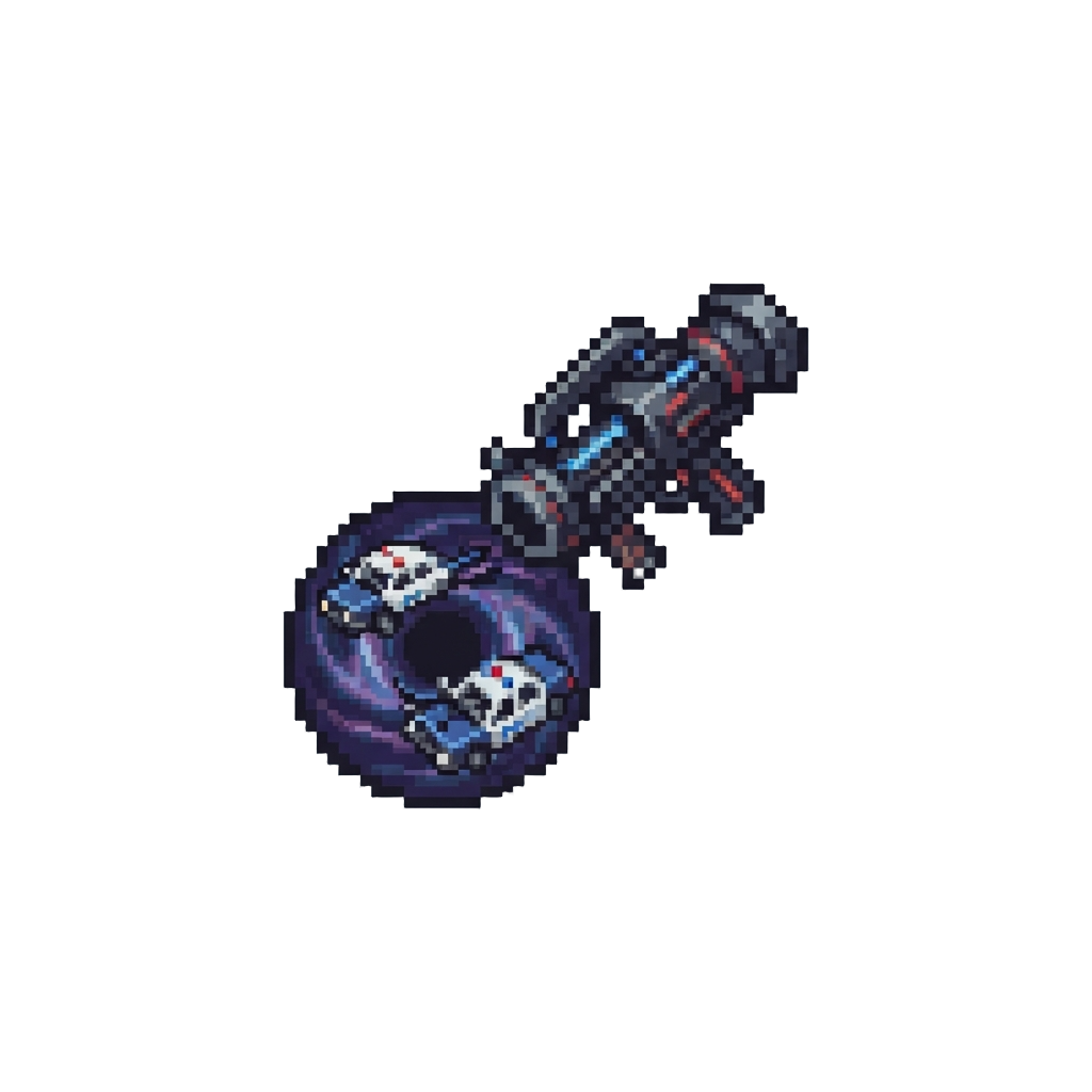 A Black Hole Launcher Opening a Dark Matter Singularity That Sucks Up Police Cruisers