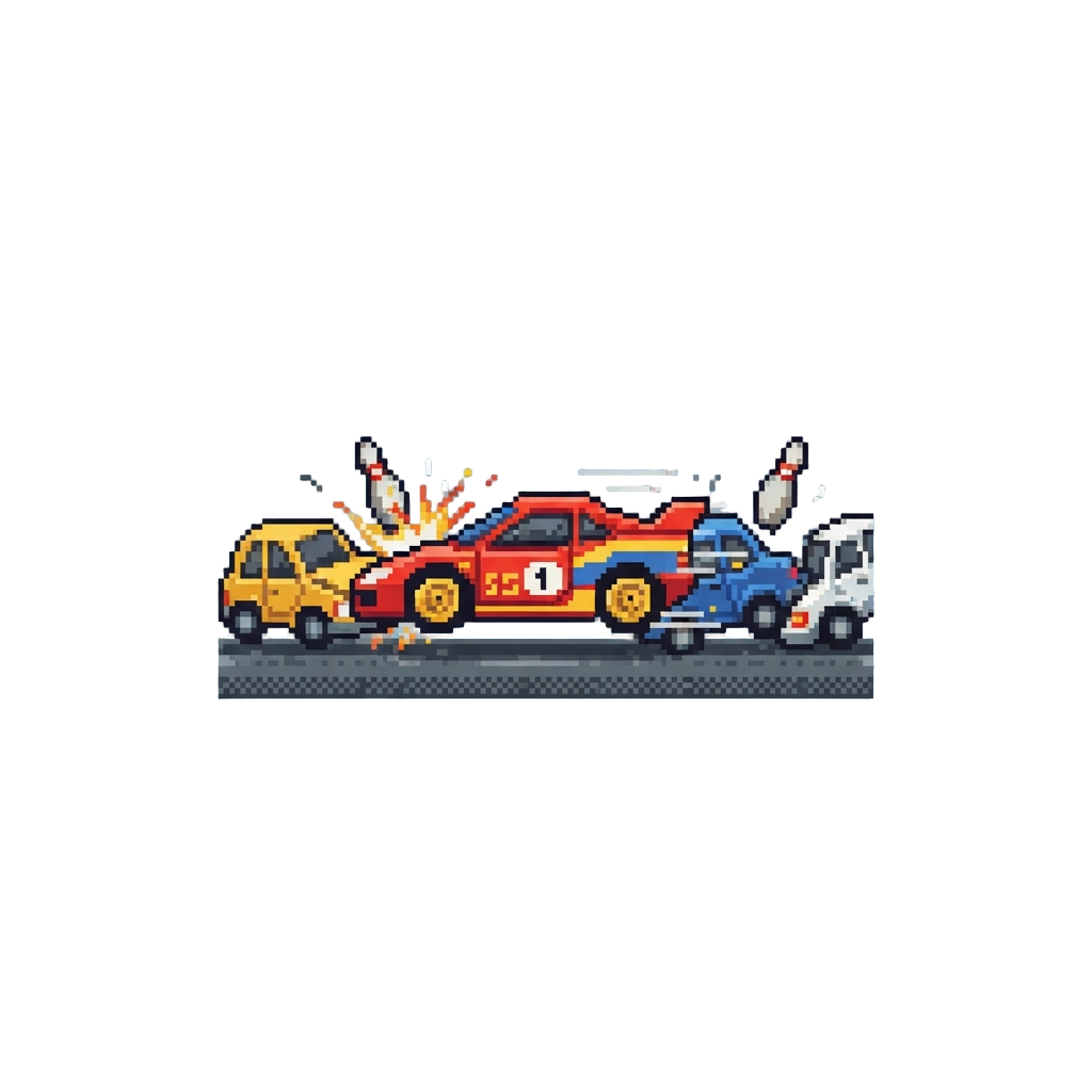 A Super Sprint Charge Knocking Parked Cars Left and Right Like Bowling Pins