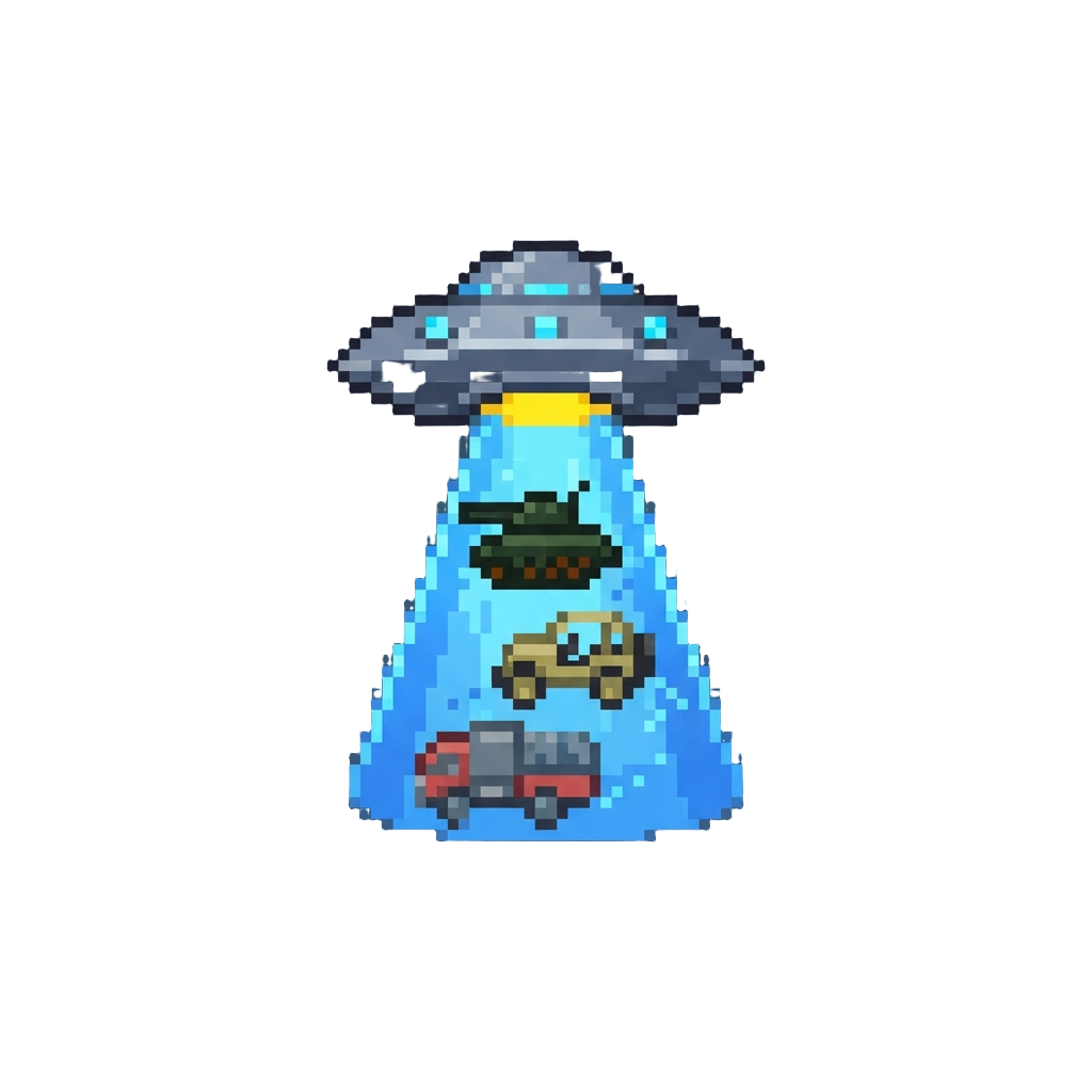 An Abduct-o-matic Ray Levitating an Entire Enemy Convoy Into Space