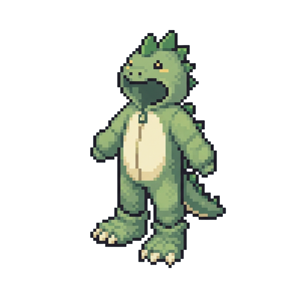 A Full-body Hooded Dinosaur Onesie with Fuzzy Matching Claw Boots