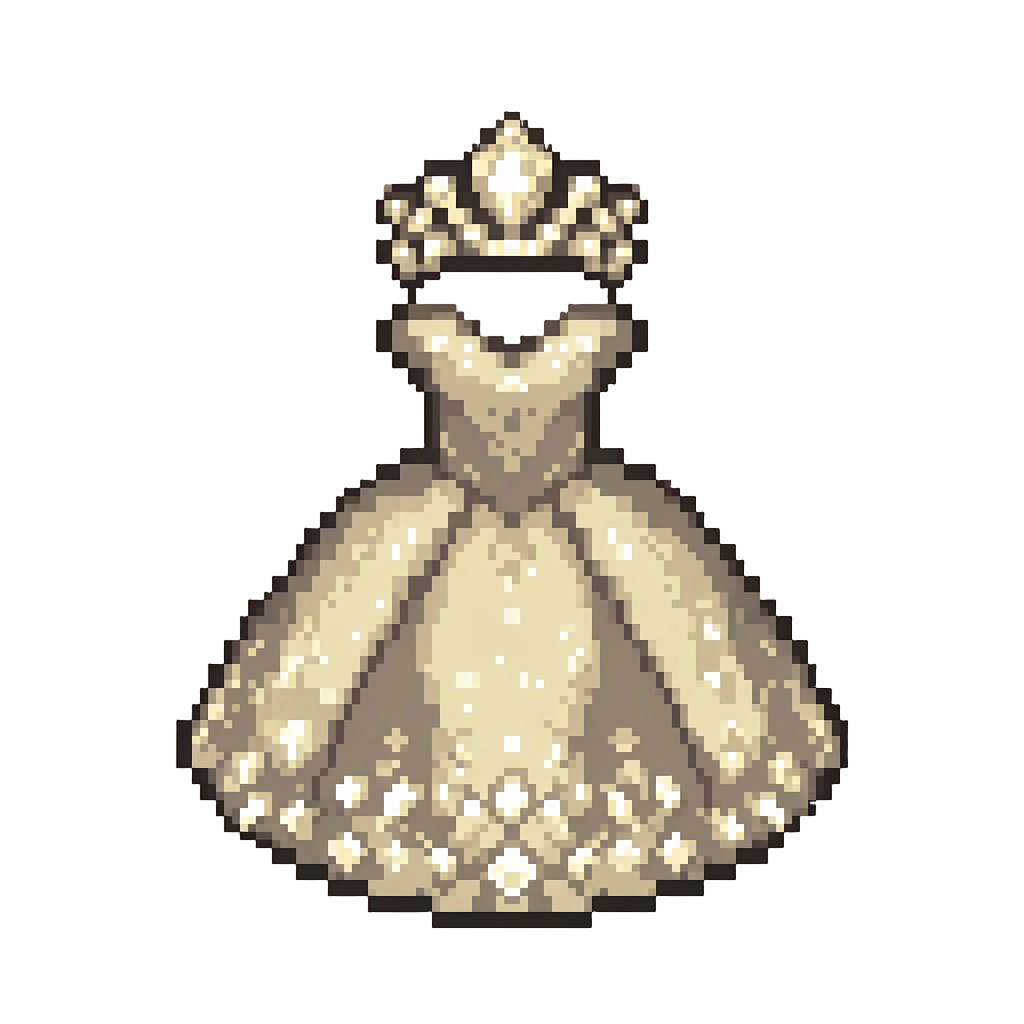 A Sparkling Diamond-dusted Royal Runway Gown with a Crystal Tiara