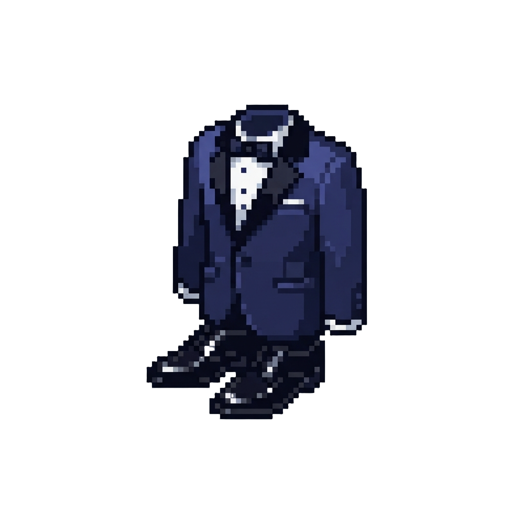 A Velvet Midnight-blue Gala Tuxedo with Polished Patent Dress Shoes