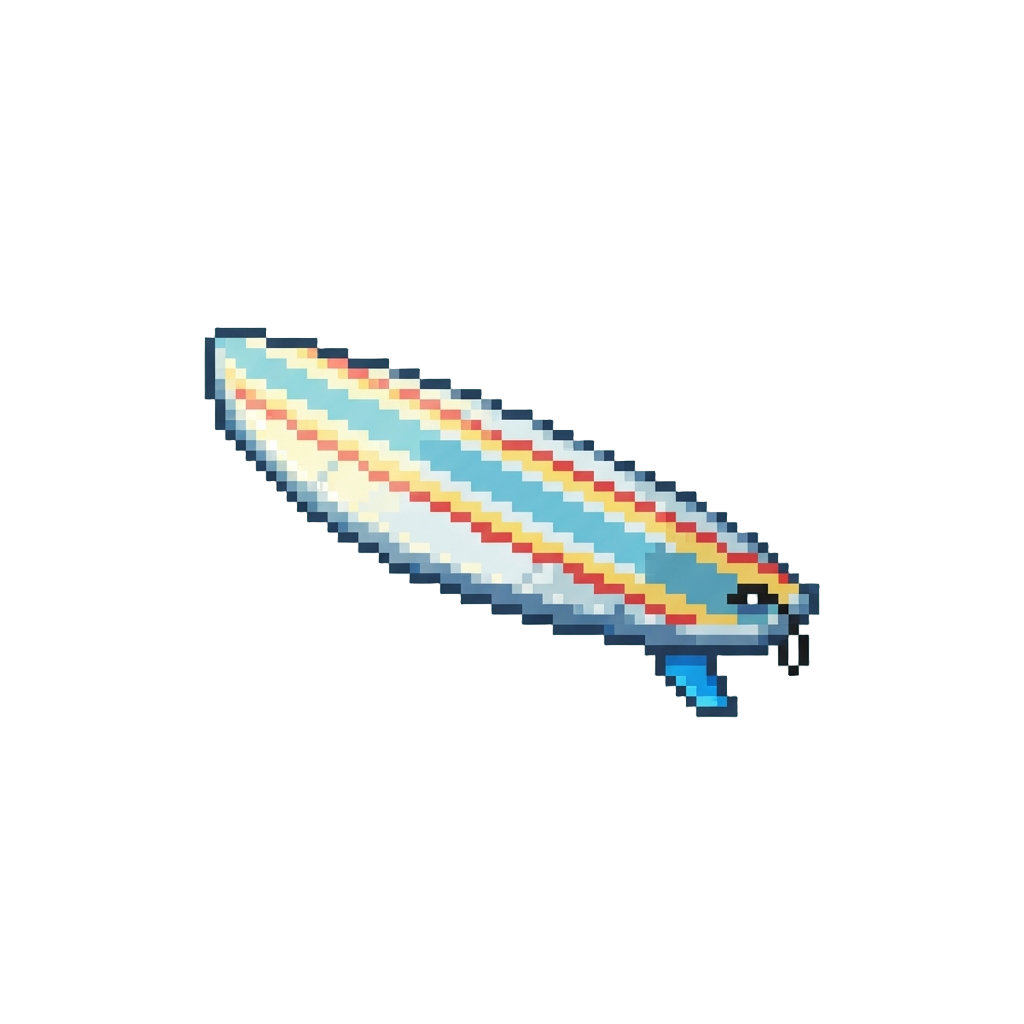 A Loose Plastic Surfboard Floating by