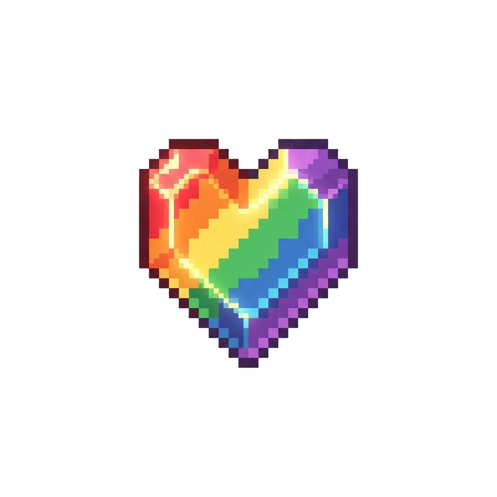 A Glowing Rainbow Heart Pattern