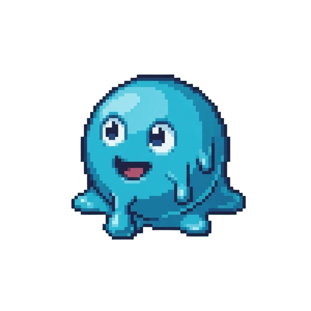 A Comical Blue Melt Emoji Animation
