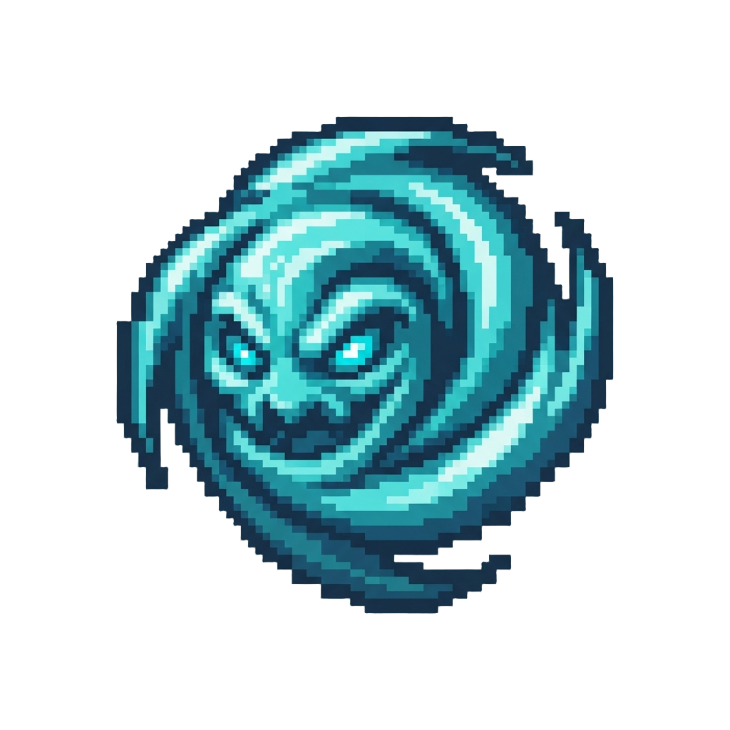 A Pulsing Cyan Vortex Face
