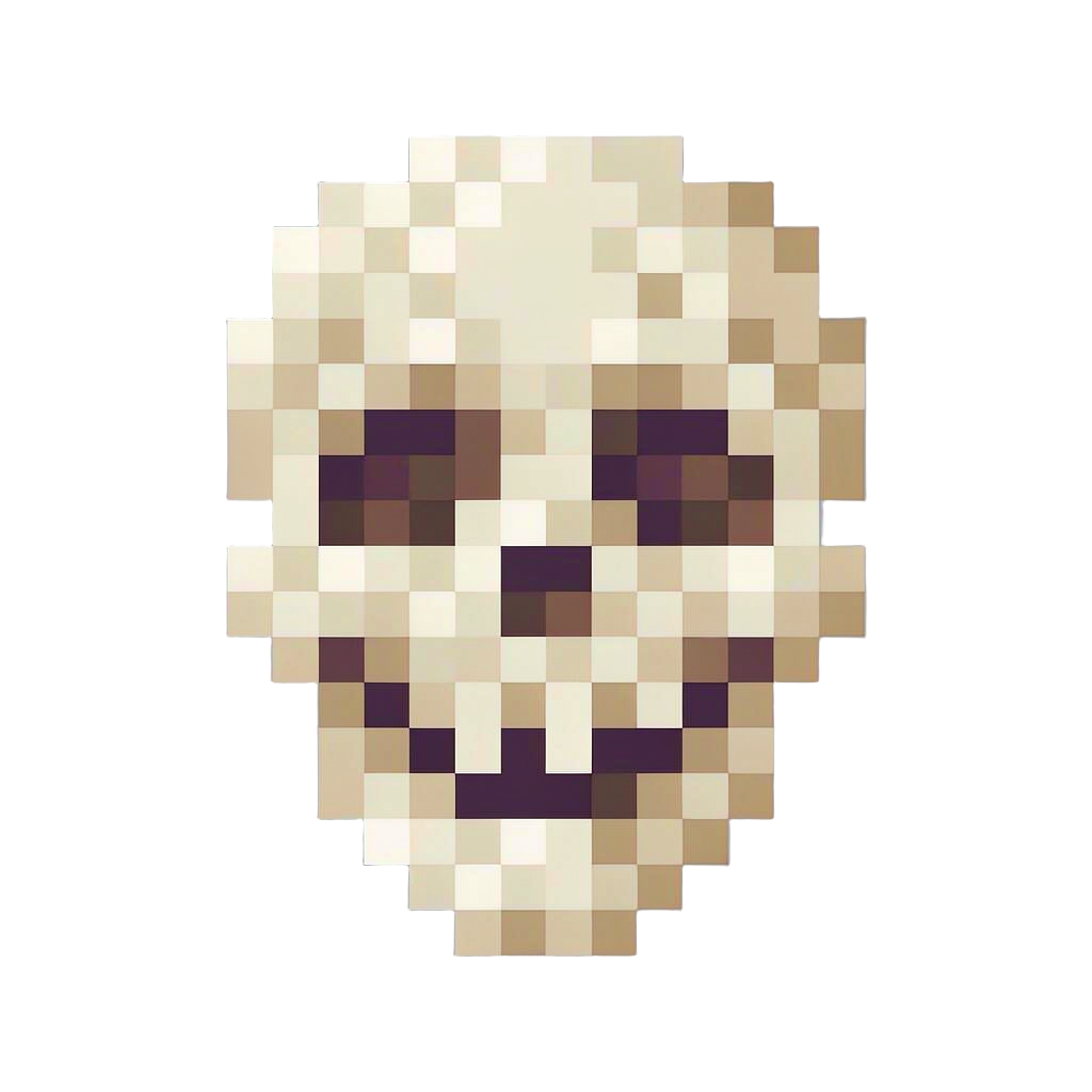 A Pixelated Skeleton Face Graphic