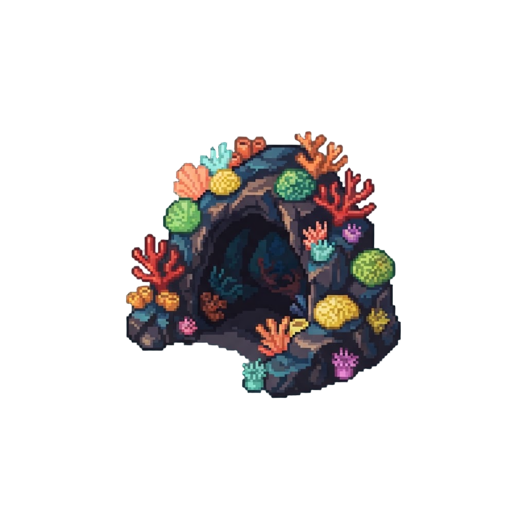 An Underwater Coral Reef Cavern