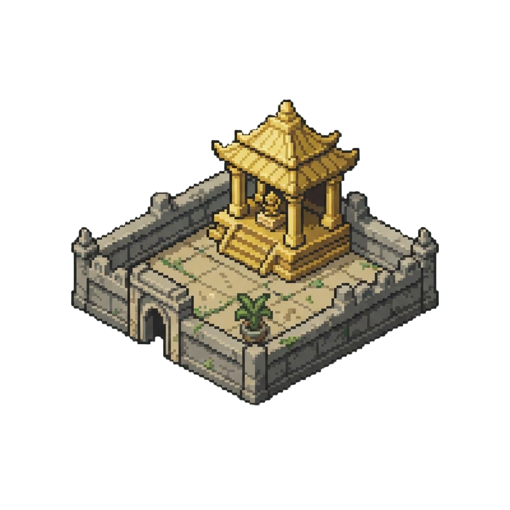 A Golden Ancient Temple Courtyard