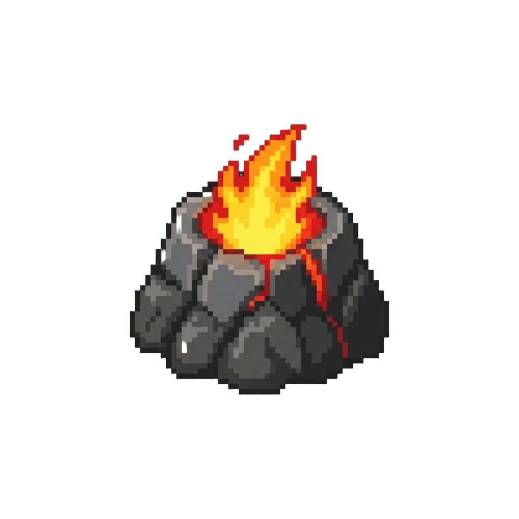 A Roaring Fiery Volcano Core