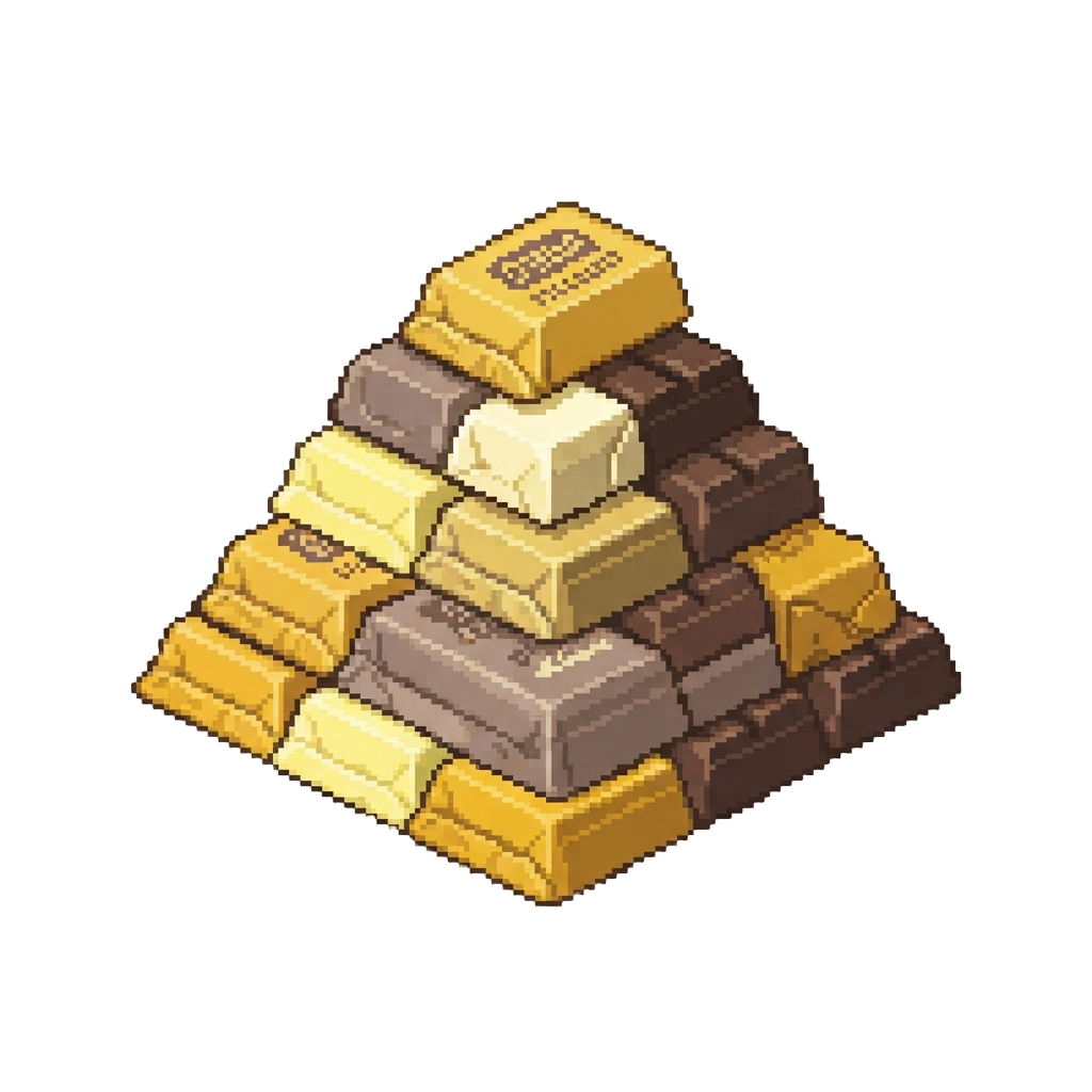 A Towering Pyramid of Discount Chocolate Bars