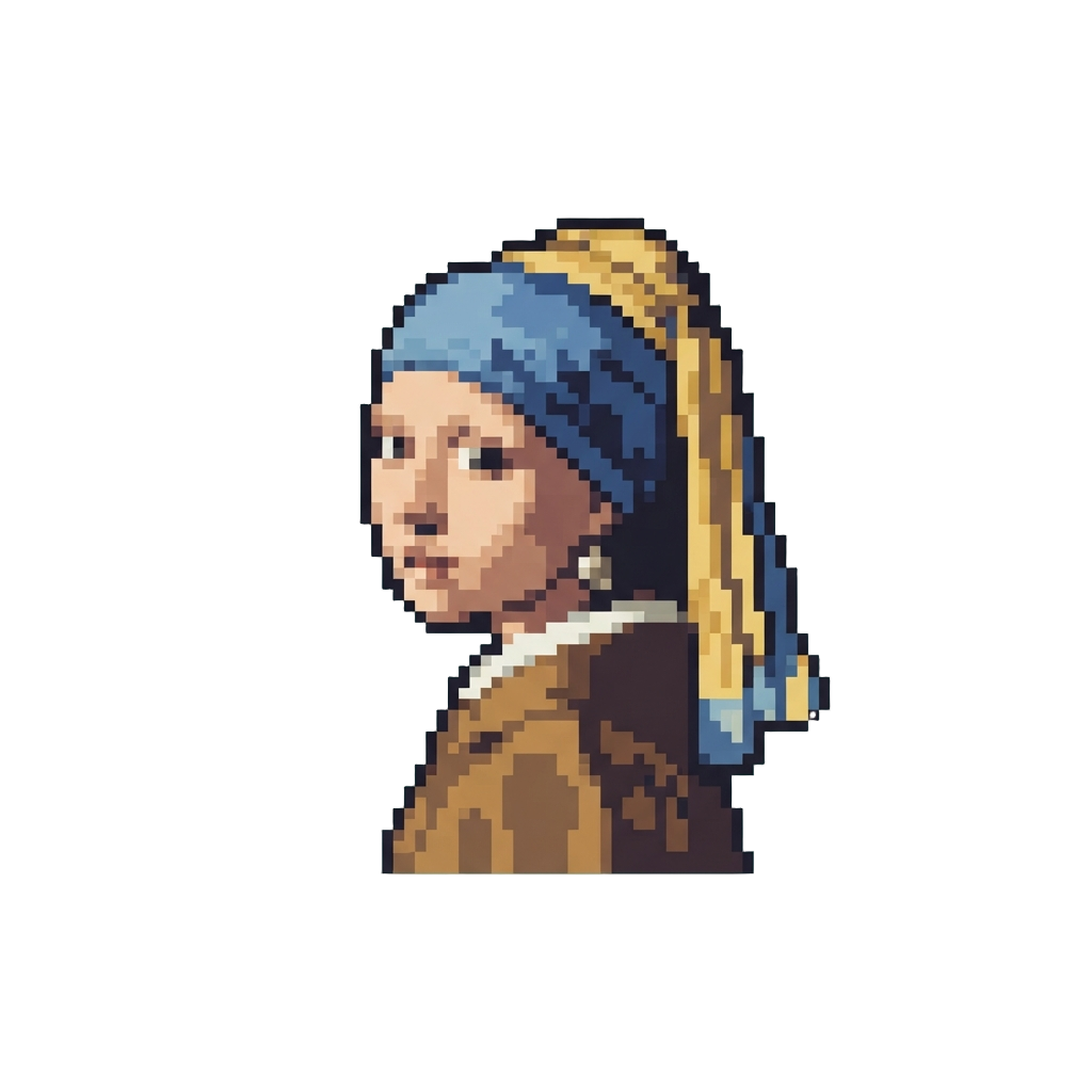 @image1 Painted As Vermeer's Girl with a Pearl Earring Gazing Back Dramatically