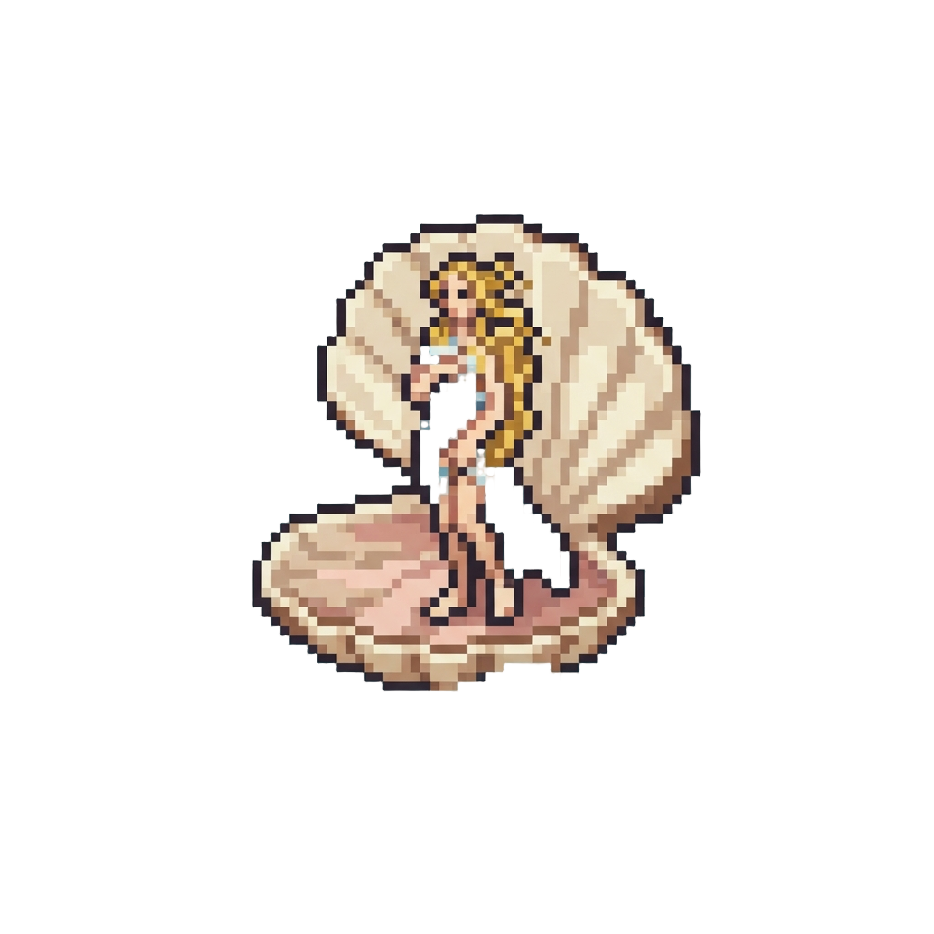 @image1 Painted As Botticelli's the Birth of Venus Standing Inside a Giant Floating Seashell