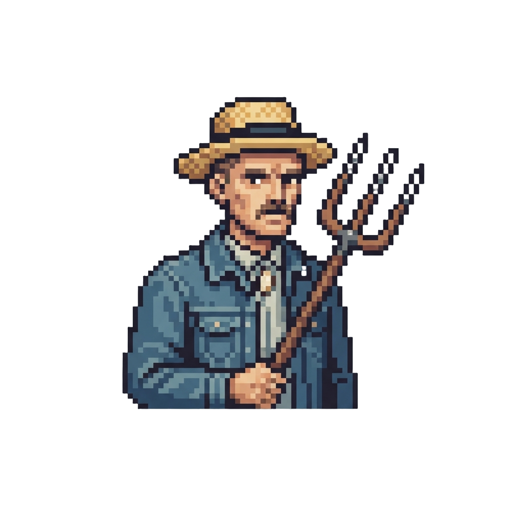 @image1 Painted As One of the Farmers in Grant Wood's American Gothic Holding a Pitchfork