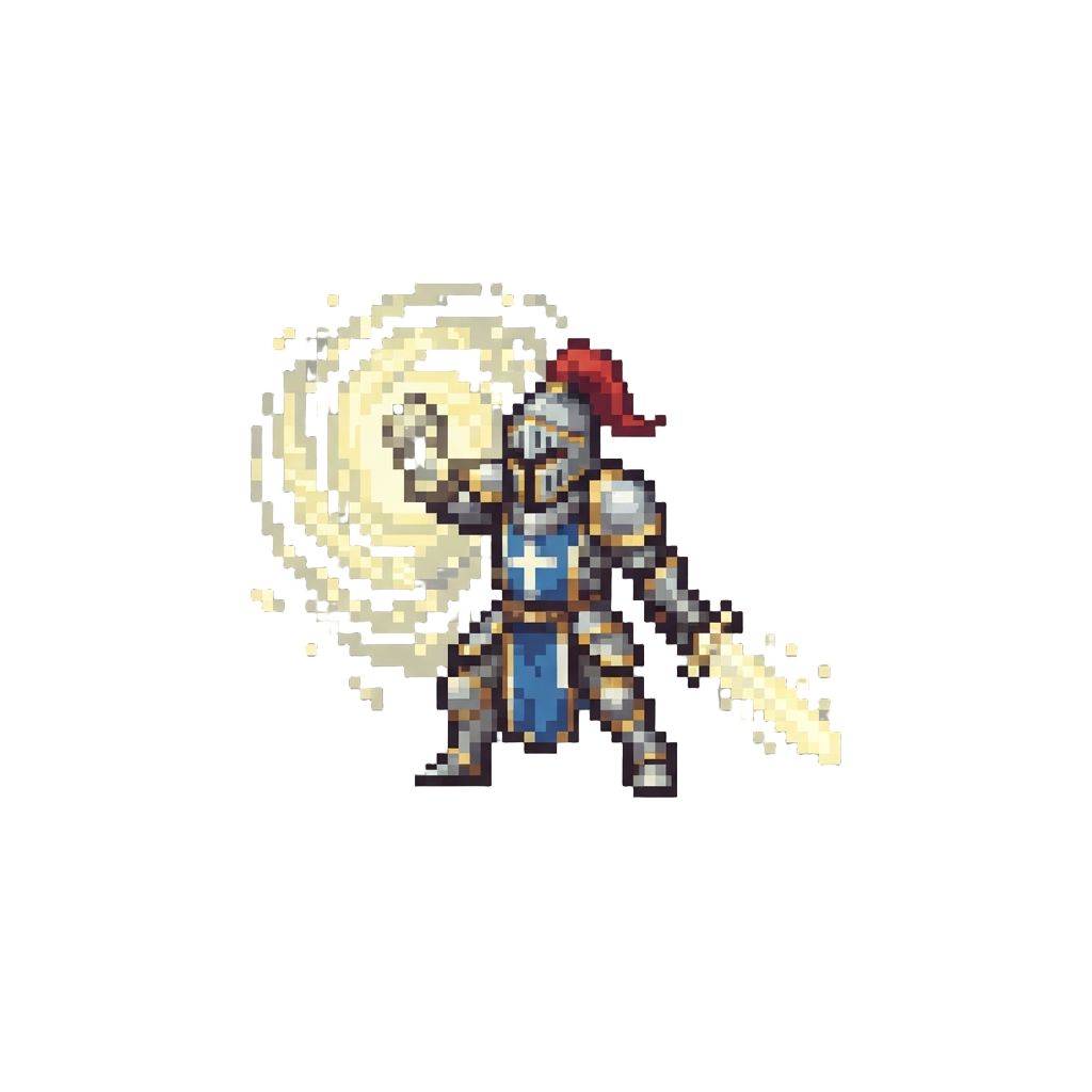 @image1 Depicted As a Heroic Paladin Summoning a Swirling Shield of Light