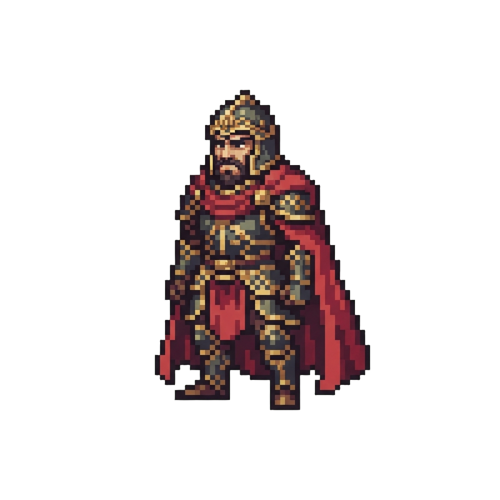@image1 Posed Regal and Stern in Ceremonial Armor with a Flowing Crimson Cape