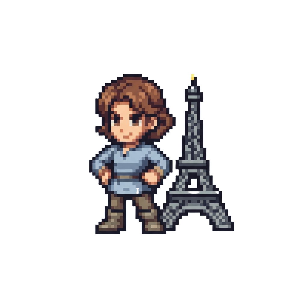 @image1 Standing Proudly Next to the Eiffel Tower Under a Bright Blue Sky