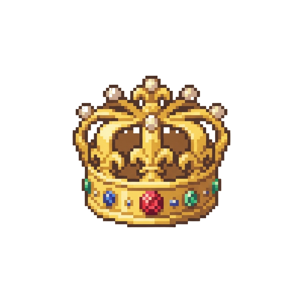 @image1 Wearing an Ornate Golden Coronation Crown Against a Royal Purple Tapestry