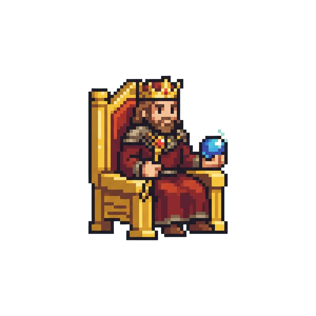 @image1 Posed Imperially on a Golden Throne Holding a Glittering Orb and Scepter
