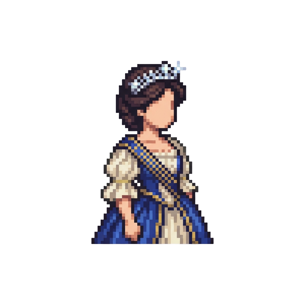 @image1 Wearing a Sparkling Diamond Tiara and an Elegant Silk Royal Gown