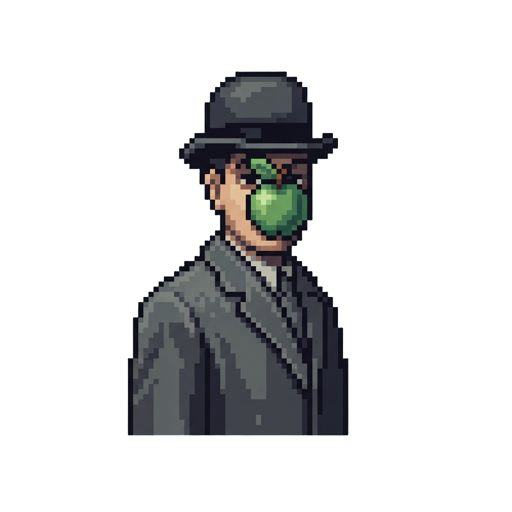 @image1 Painted As Magritte's the Son of Man with a Green Apple Floating Over Their Face