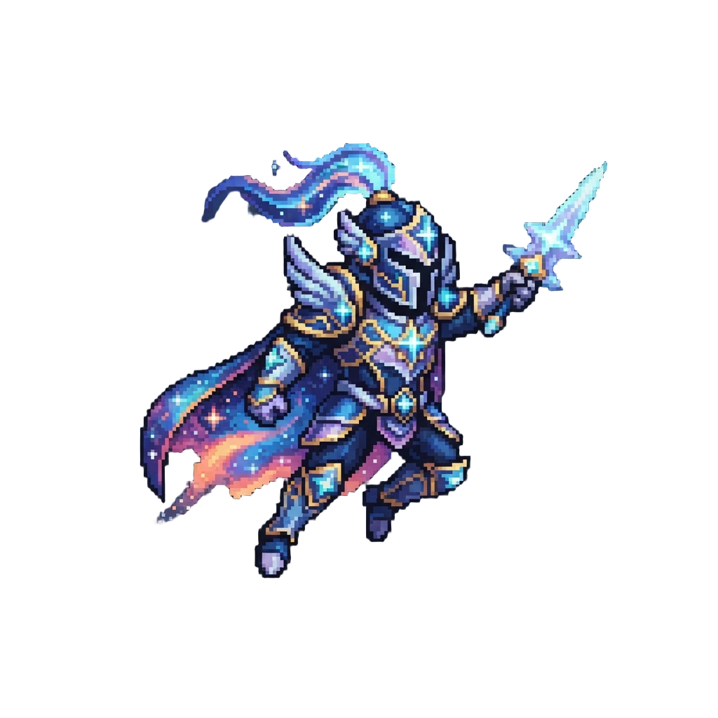 @image1 Depicted As a Celestial Star Knight Soaring Through a Glowing Cosmos Nebula