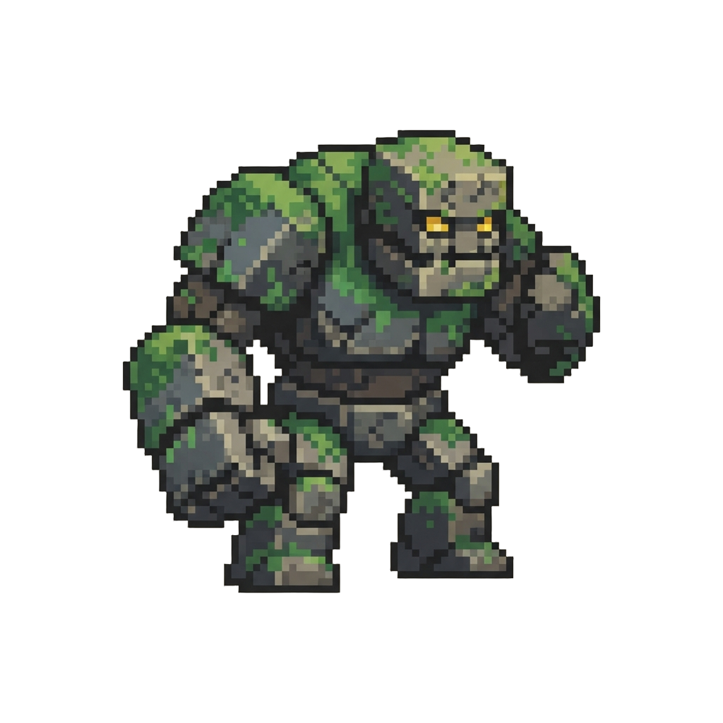 A Hulking Mossy Stone Golem