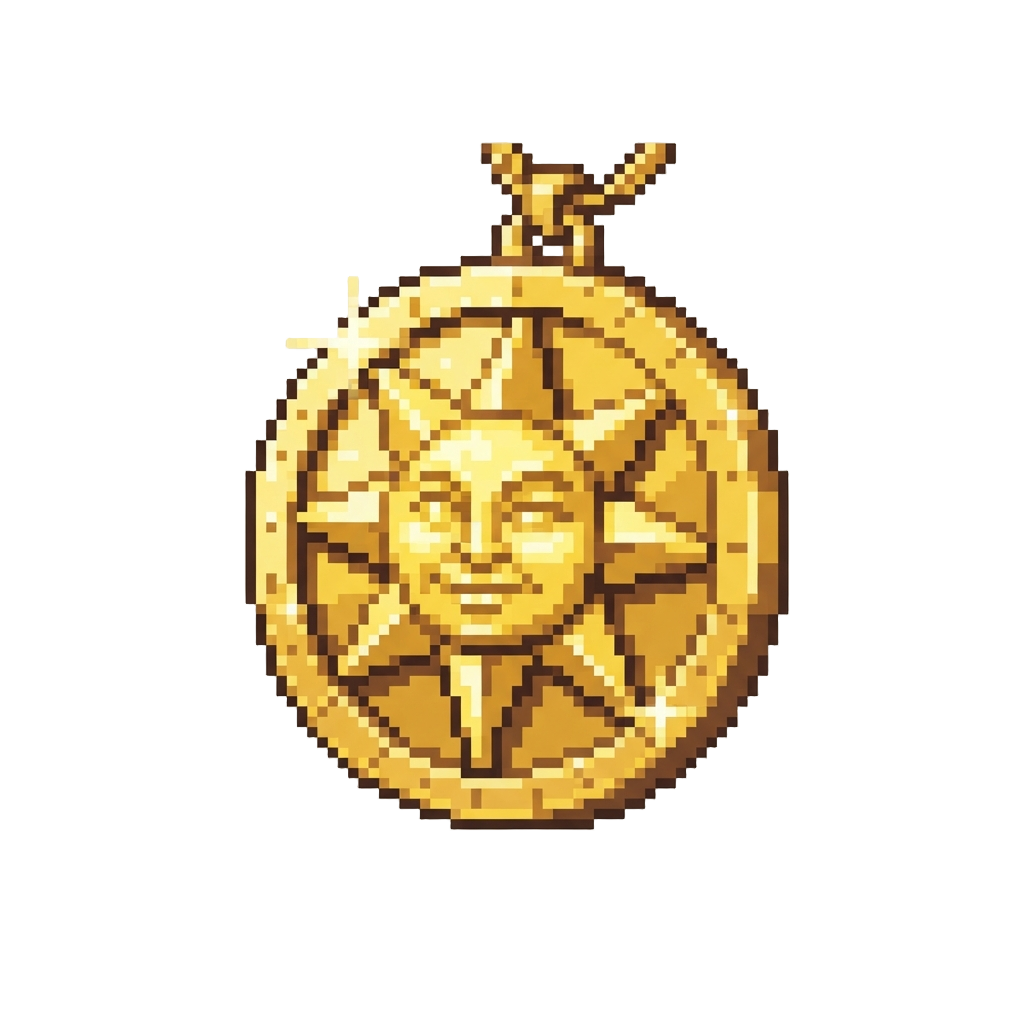 A Sparkling Golden Sun Medallion