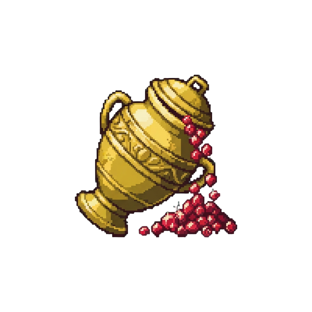 A Gilded Ancient Urn Spilling Rubies