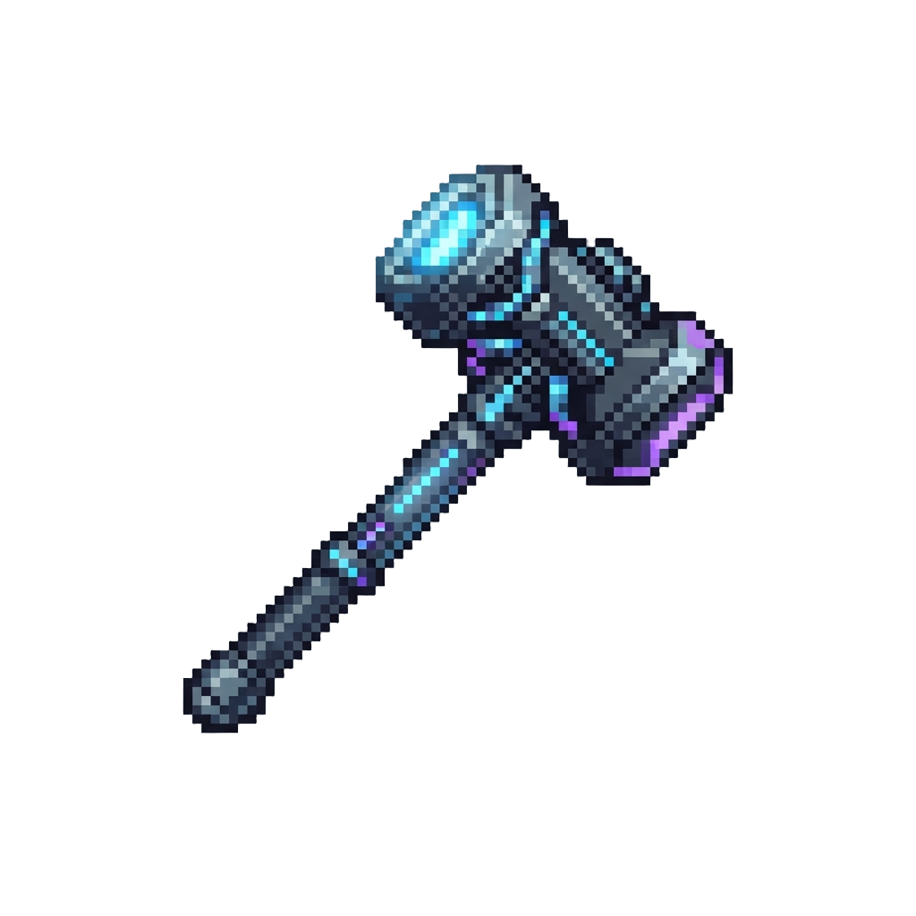 A Glowing Neon Cyber Hammer