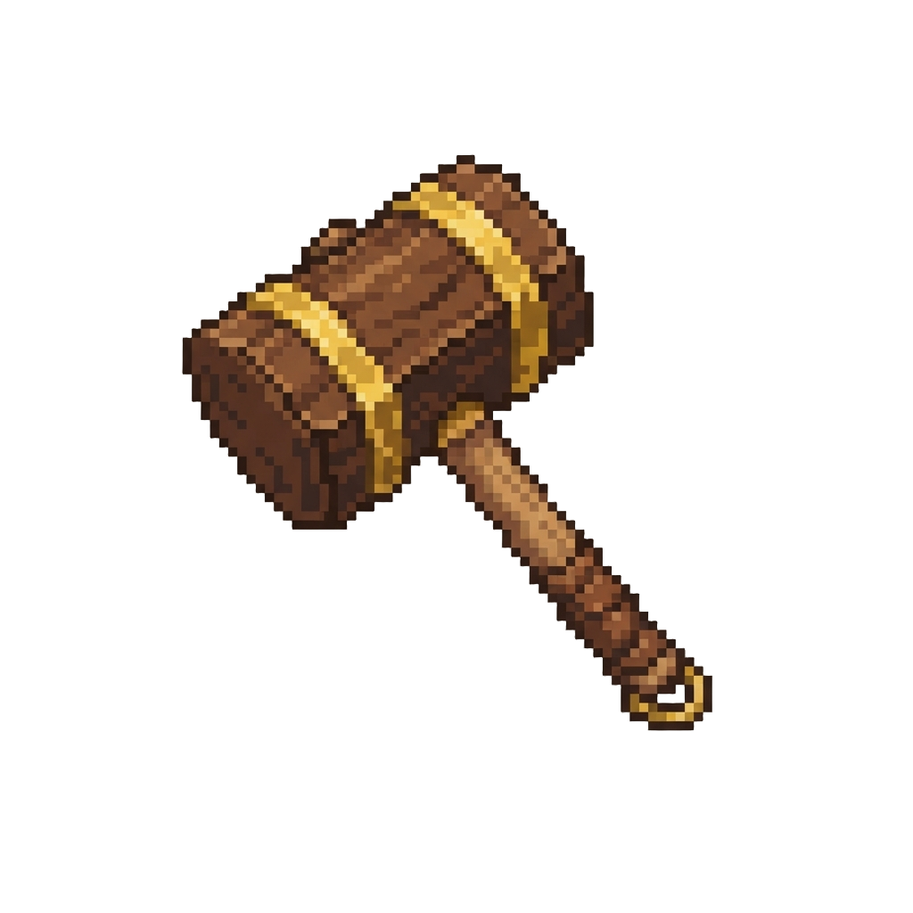 A Massive Wooden Mallet with Golden Trim