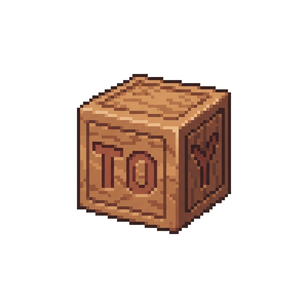 A Miniature Wooden Block Labeled 'toy'