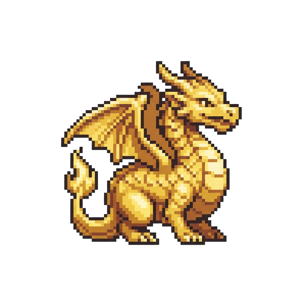 A Gleaming Gold Dragon Figurine